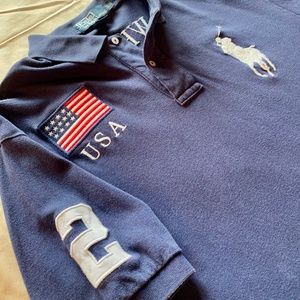 Rare Vintage Ralph Lauren Polo USA Logo Navy Shirt